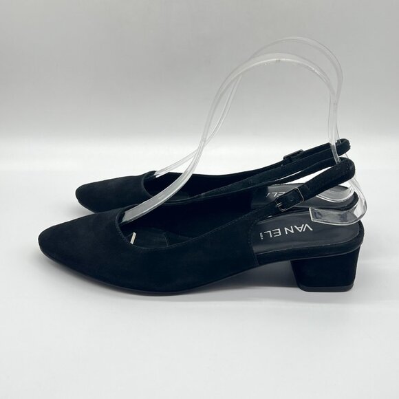 Vaneli Womens Size 6.5 Black Suede Leather Slingback Low Pumps Heels Shoes - Picture 5 of 12